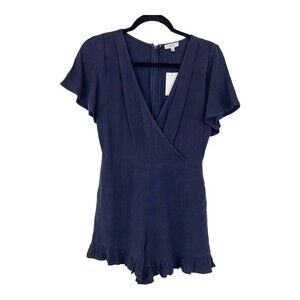Lucca Womens Size XS Navy Blue Surplice Romper New